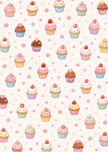 Cupcakes And Sprinkles Seamless Pattern Background