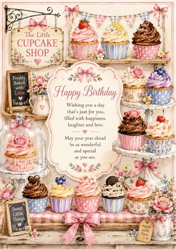 The Little Cupcake Shop Birthday A4 Portrait Topper
