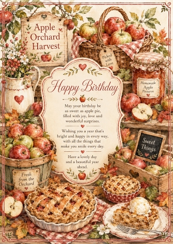 Apple Orchard Harvest Birthday A4 Portrait Topper