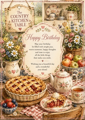 The Country Kitchen Table Birthday A4 Portrait Topper