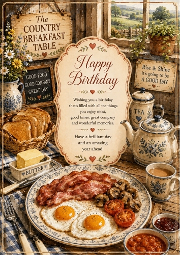 The Country Breakfast Table Birthday A4 Portrait Topper.