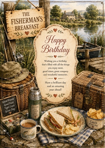 The Fishermans Breakfast Birthday A4 Portrait Topper.