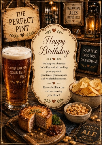 The Perfect Pint Birthday A4 Portrait Topper.