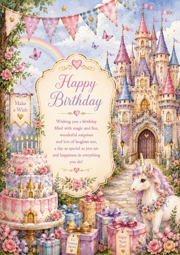 The Enchanted Birthday Castle Birthday A4 Portrait Topper.