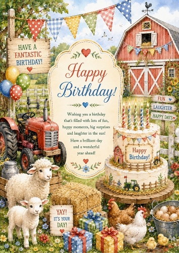 The Little Farm Birthday - Birthday A4 Portrait Topper.