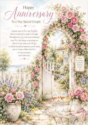 Romantic Garden Gate Anniversary A4 Portrait Topper