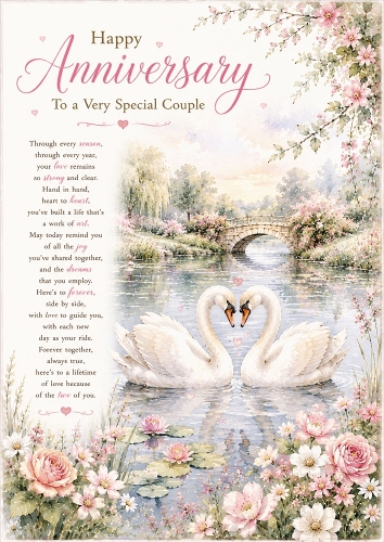 Forever Together Swans Anniversary A4 Portrait Topper