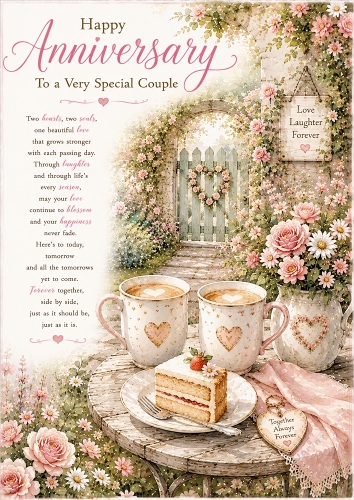 Two Cups One Love Anniversary A4 Portrait Topper