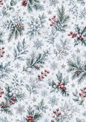 Frosted Christmas A4 Portrait Seamless Pattern Background