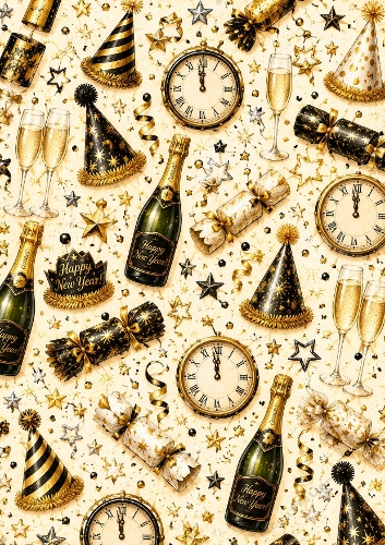 New Years Eve A4 Portrait Seamless Pattern Background