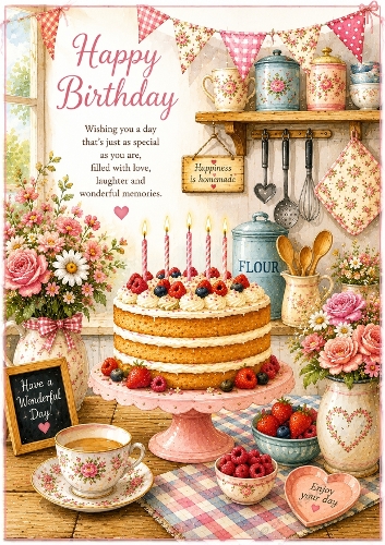 Birthday Cake Kitchen Birthday A4 Portrait Topper