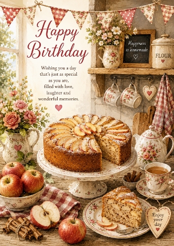Apple Cake Birthday A4 Portrait Birthday Topper