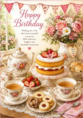 Birthday Tea For Two Birthday A4 Portrait Birthday Topper