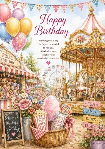 Birthday At The Fairground Birthday A4 Portrait Birthday Topper