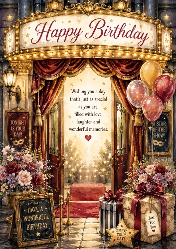 Theatre Night Birthday A4 Portrait Birthday Topper