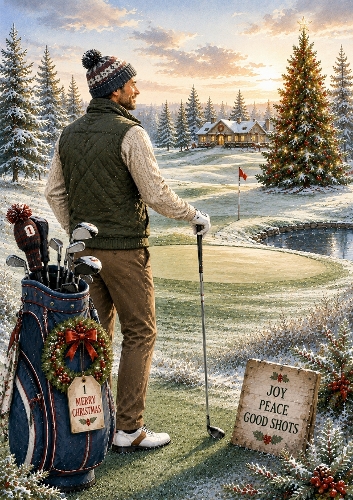 The Christmas Golfer A4 Portrait Christmas Topper