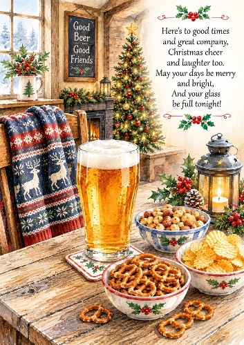 Christmas Beer And Snacks A4 Portrait Christmas Topper