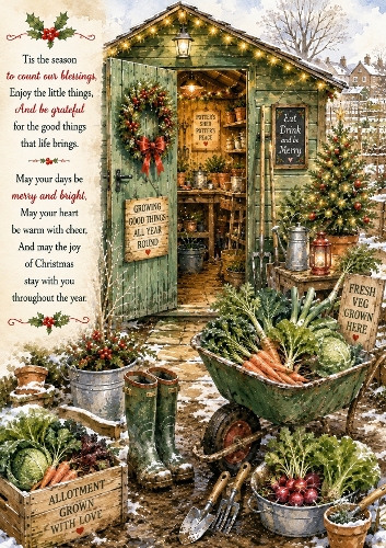 Christmas At The Allotment A4 Portrait Christmas Topper