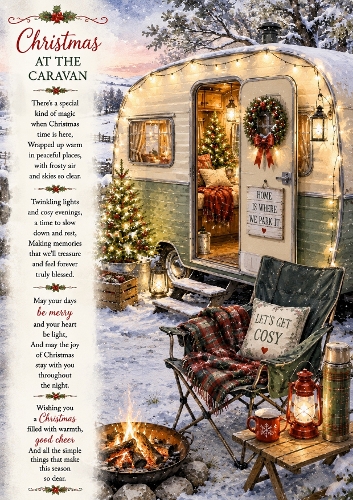 Christmas At The Caravan A4 Portrait Christmas Topper