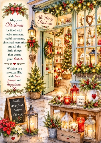 Christmas Candle Shop A4 Portrait Christmas Topper