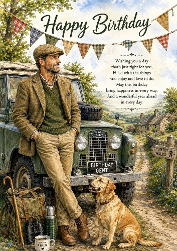 Country Gent  Birthday A4 Portrait Topper