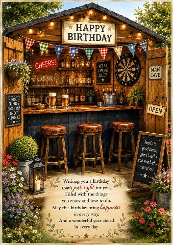 Garden Bar Birthday A4 Portrait Topper