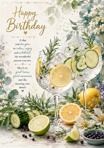 Elegant Gin Birthday A4 Portrait Topper