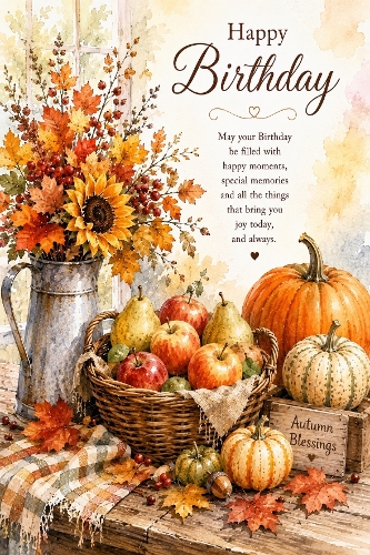 Autumn Harvest Birthday A4 Portrait Topper