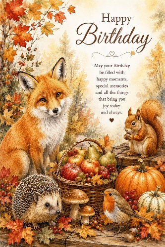 Autumn Woodland Friends Birthday A4 Portrait Topper