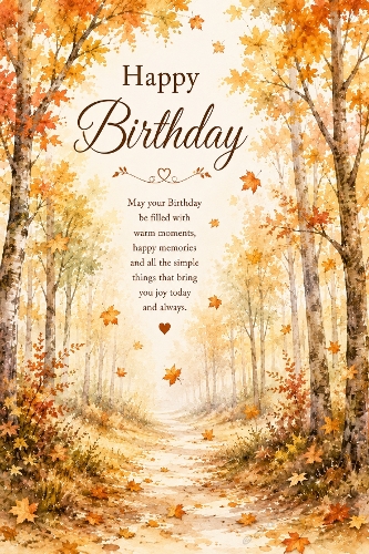Autumn Woodland Birthday A4 Portrait Topper