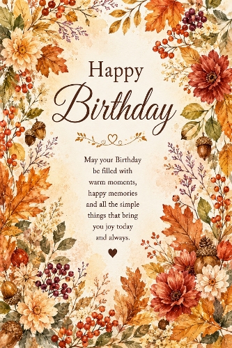 Autumn Floral Birthday A4 Portrait Topper