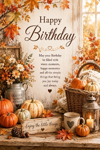 Autumn Rustic Farmhouse Birthday A4 Portrait Topper