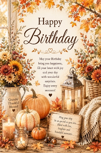 Autumn Candlelight Birthday A4 Portrait Topper