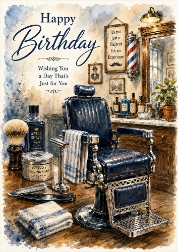 The Barber Shop A4 Portrait Birthday Card Topper