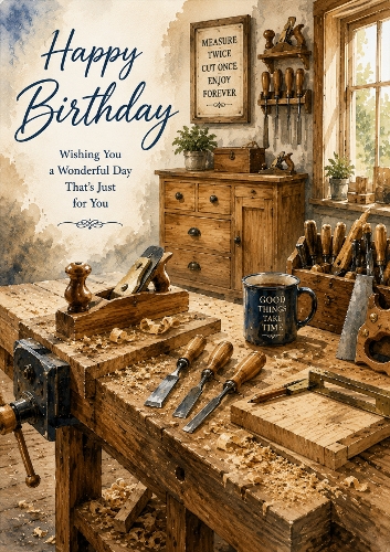 Woodworking A4 Portrait Birthday Card Topper