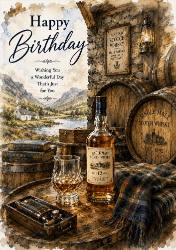 The whiskey Lover A4 Portrait Birthday Card Topper
