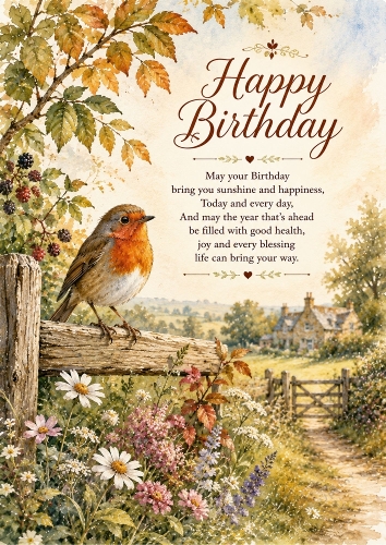 The Robins September Garden Birthday A4 Portrait Topper