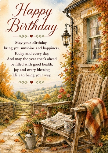 Country Morning Birthday A4 Portrait Topper