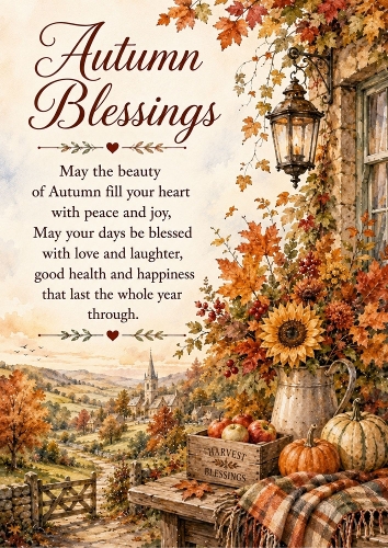 Autumn Blessings Birthday A4 Portrait Topper