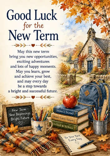 Good Luck New Term A4 Portrait Topper