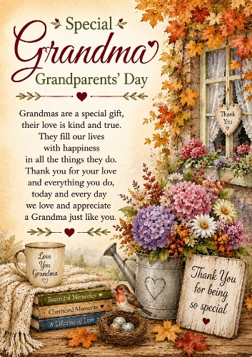 Special Grandma Grandparents Day A4 Portrait Topper