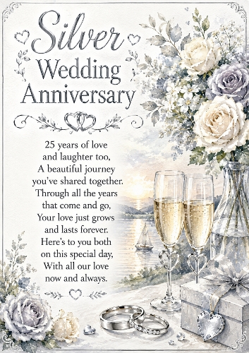 Silver Wedding Anniversary A4 Portrait Topper