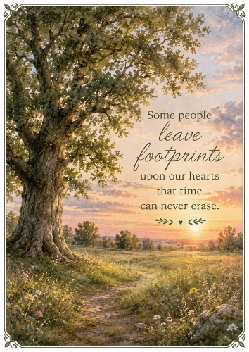 Footprints Upon Our Hearts Sympathy A4 Portrait Topper