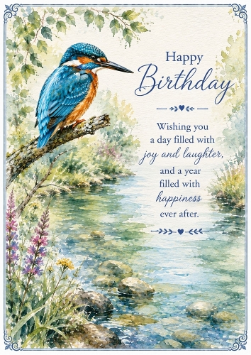 Kingfisher Birthday Wishes Birthday A4 Portrait Topper