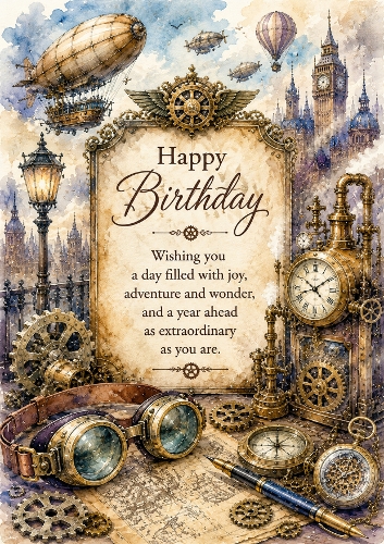 Steampunk Birthday A4 Portrait Topper