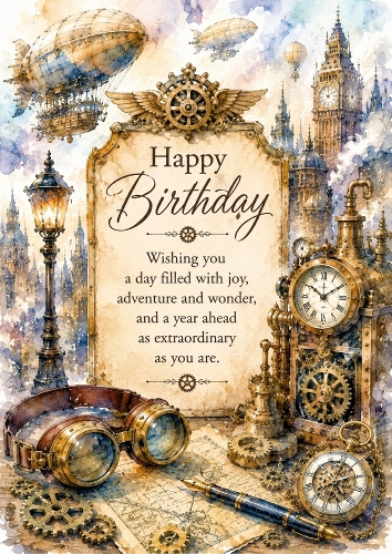 Steampunk Birthday A4 Portrait Topper