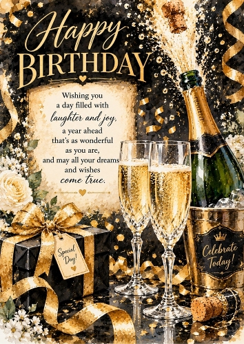 Champagne Birthday A4 Portrait Topper