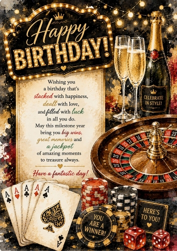 Casino  Birthday A4 Portrait Topper