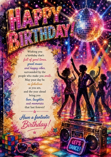 Retro Disco Birthday A4 Portrait Topper