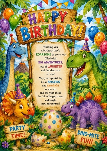 Dinosaur Birthday A4 Portrait Topper